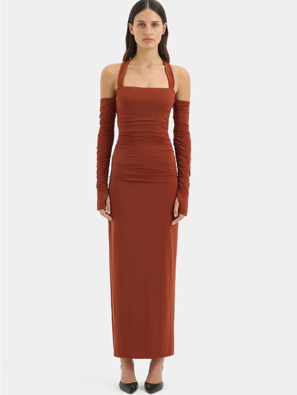 Sir the Label NWT M Rosseli Gathered Midi Dress in Rust